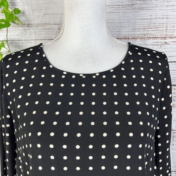 J Crew Blouse Top size 4 Black Ivory Polka Dots Modest Career Church Wedding - Picture 5 of 14
